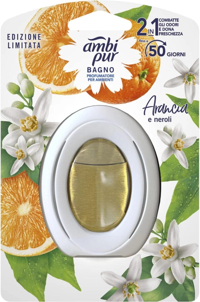 SET 8 PZ AMBIPUR DEODORANTE PER BAGNO ASSORBIODORI ARANCIA E NEROLI