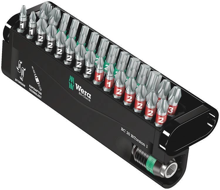 Wera 05057430001 Bit-Check Set di Puntes 30 Pezzi con Tecnologia BiTorsion e Sistema Rapidaptor colore Multicolore