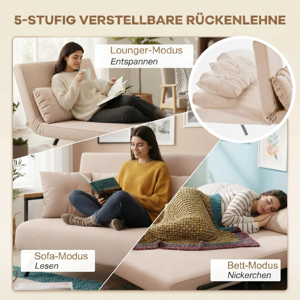Divano letto 2 posti in velluto ¨C zephmum ¨C Naturale Beige Nero