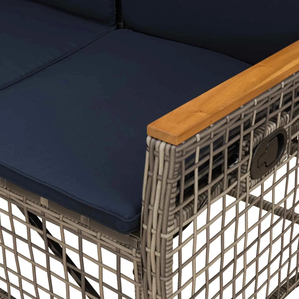 Set di Divani Recliner da Giardino Regolabile Grigio e Blu Navy