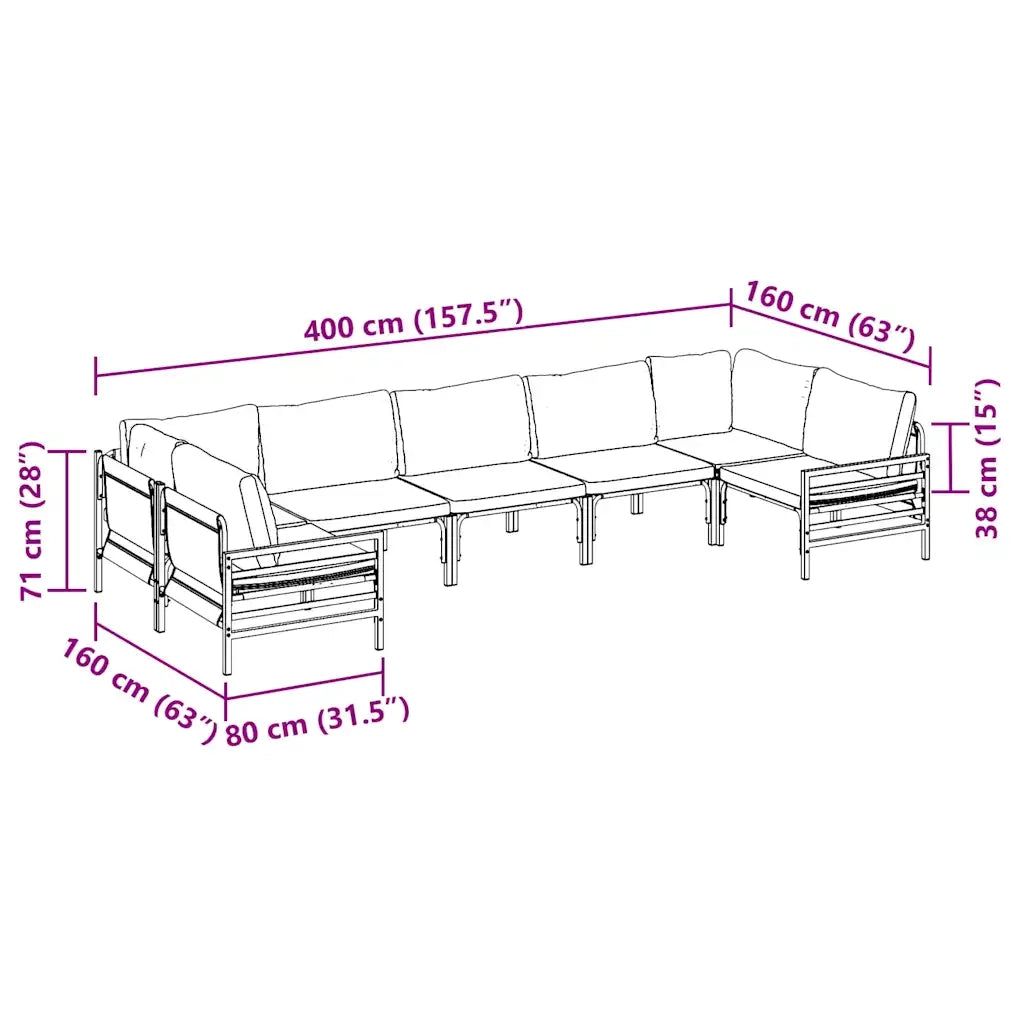 vidaXL Set Divano da Giardino 7 pcs Antracite Acciaio