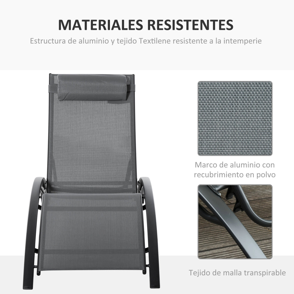 Poltrona reclinabile in alluminio ¨C zephmum ¨C 171x64x82 cm grigio