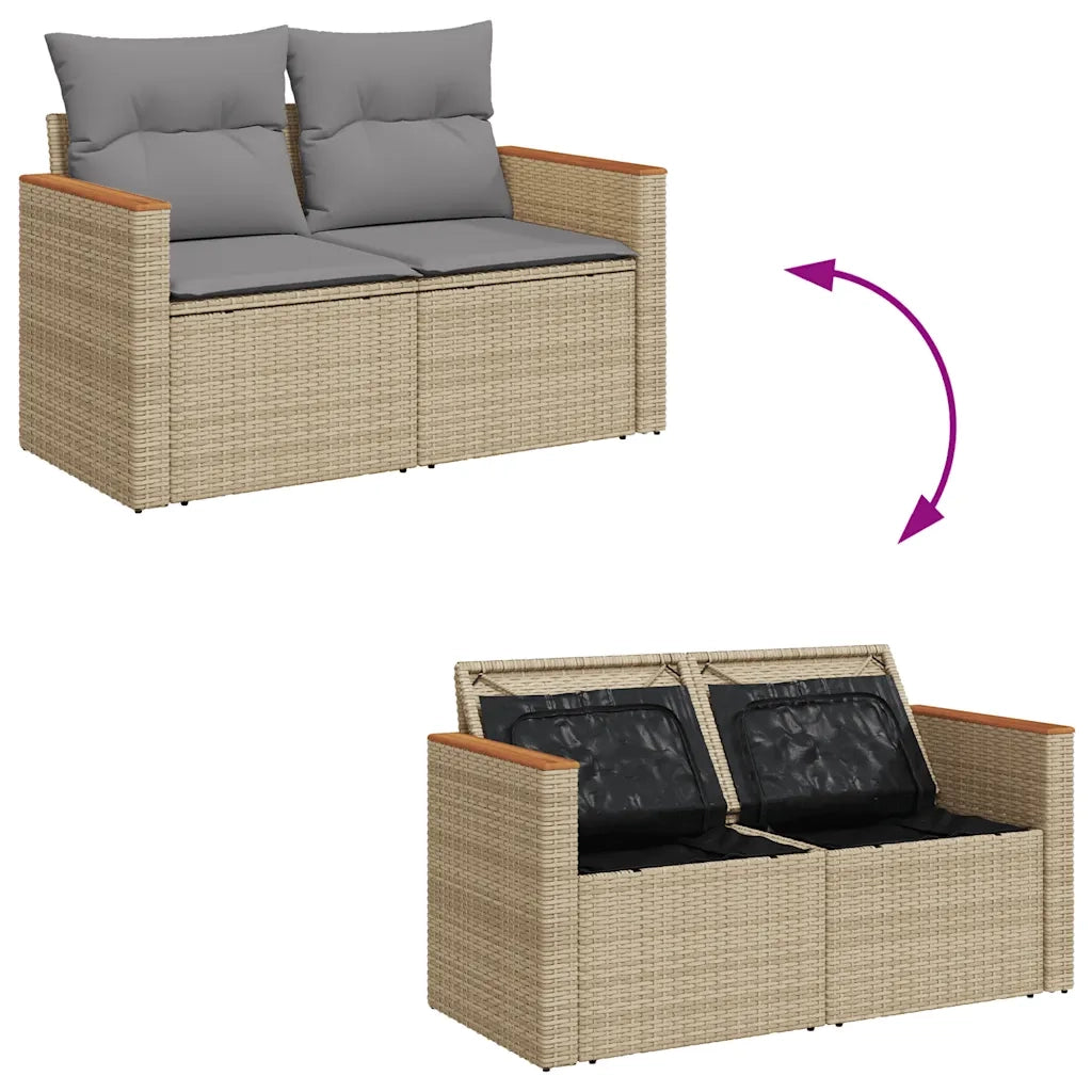 Set Divani da Giardino 7 pz con Cuscini Beige Polyrattan Acacia 3327447