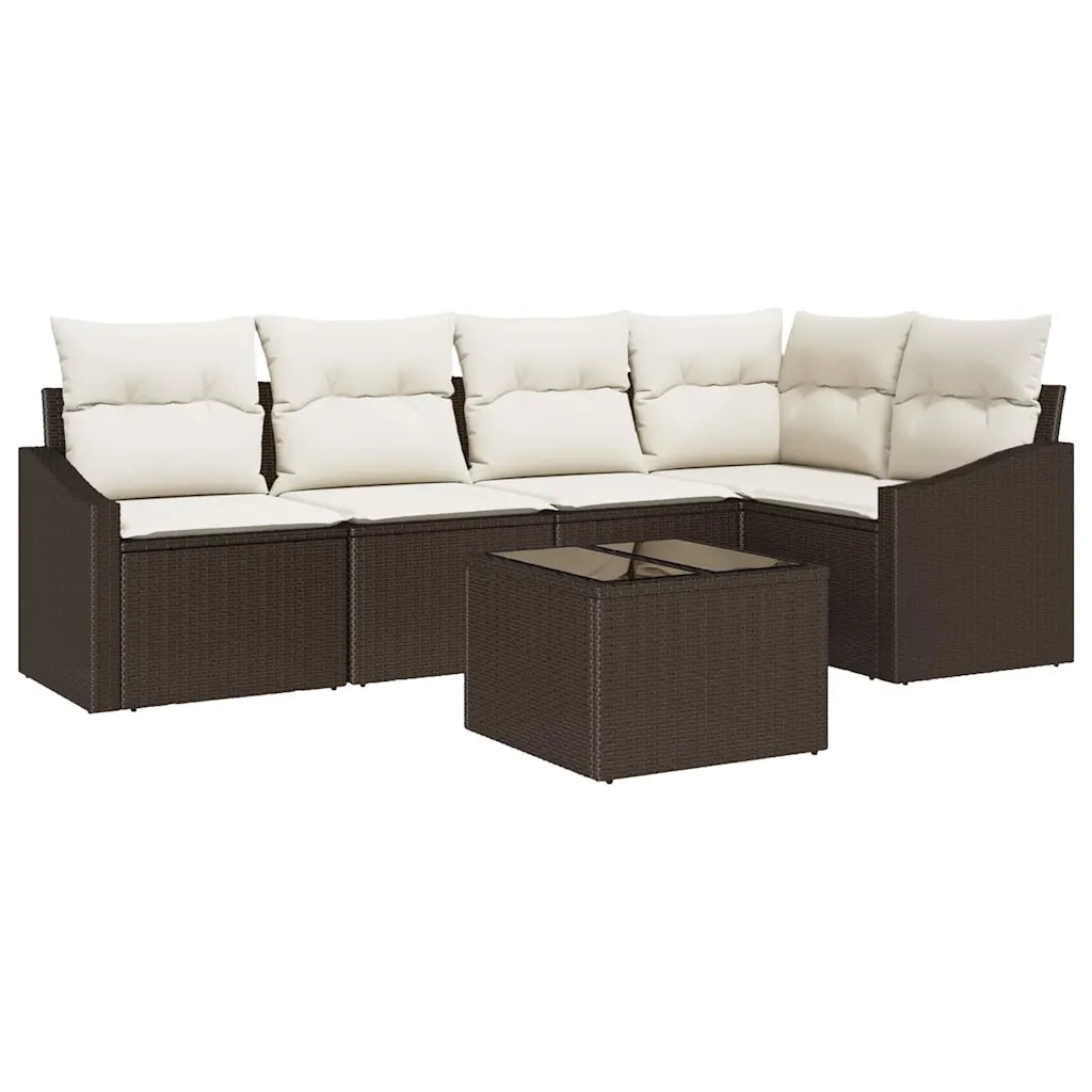 Set di divani con cuscino 6 pcs Marrone polyrattan