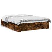 Letto matrimoniale | Letto per adulti | Giroletto con Cassetti Rovere Fumo 150x200 cm Legno Multistrato