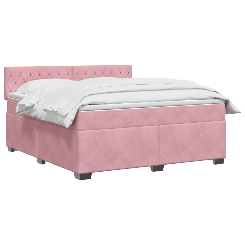 Letto box spring con materasso Rosa 140 x 200 cm Velluto 3450727