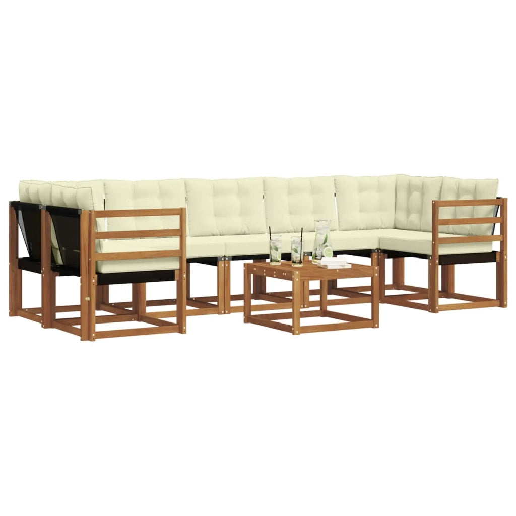 Set di divani da esterno con cuscino 8 pcs Naturale e Crema 3368485