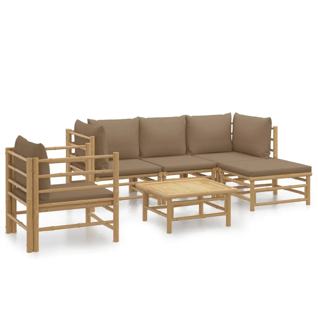 Set Salotto da Giardino 6pz con Cuscini Tortora BambÃ¹cod mxl 100274