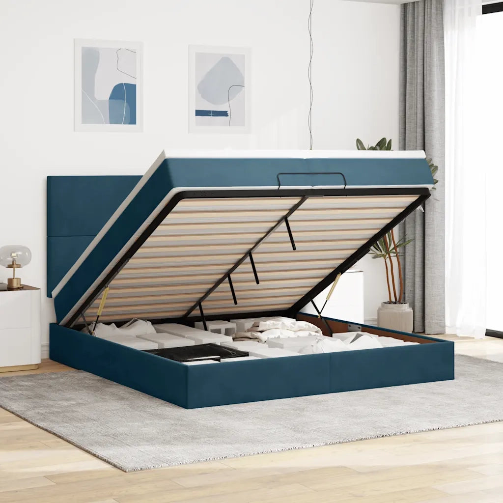 Struttura Letto Pouf con Materassi 200x200 cm Velluto 3313425