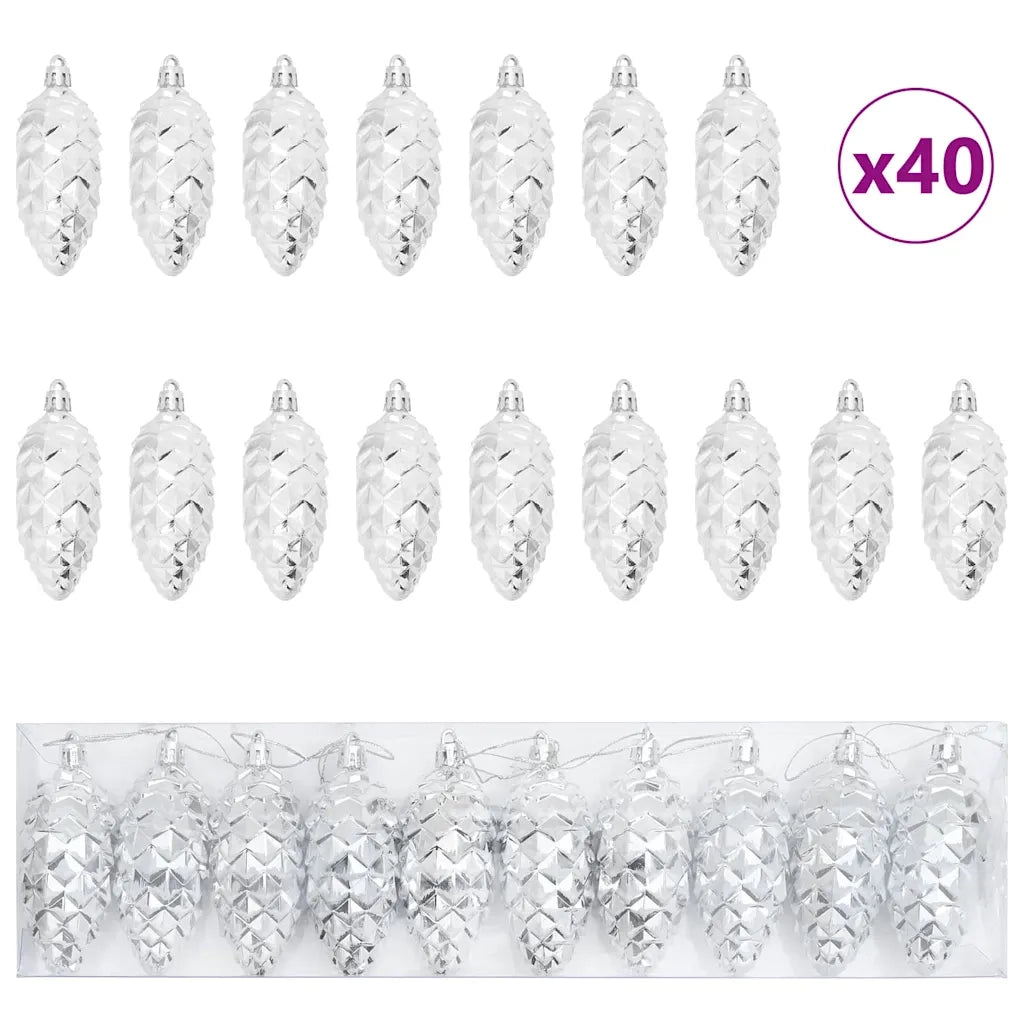 Palla di pino di Natale 40 pz Argento Plastica CFW4762917