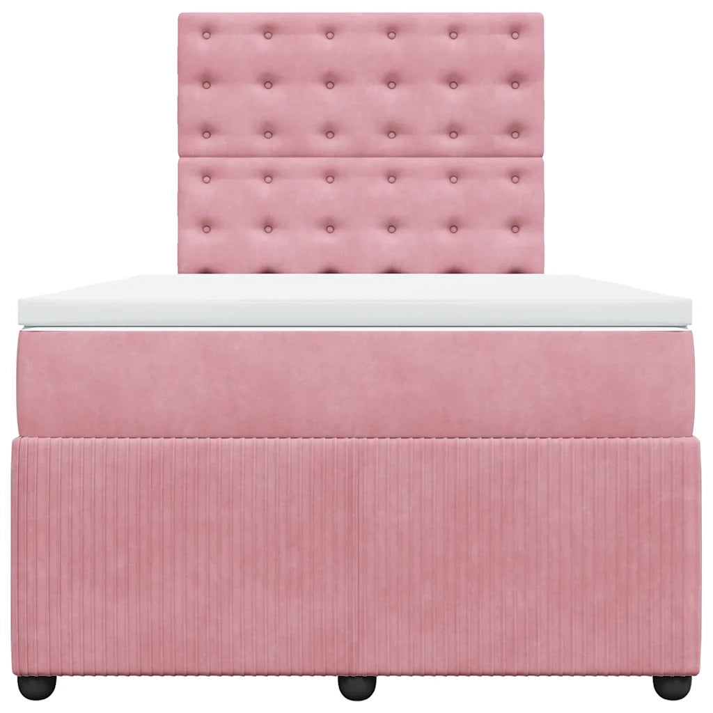 Giroletto a Molle con Materasso Rosa 120x200 cm in Velluto