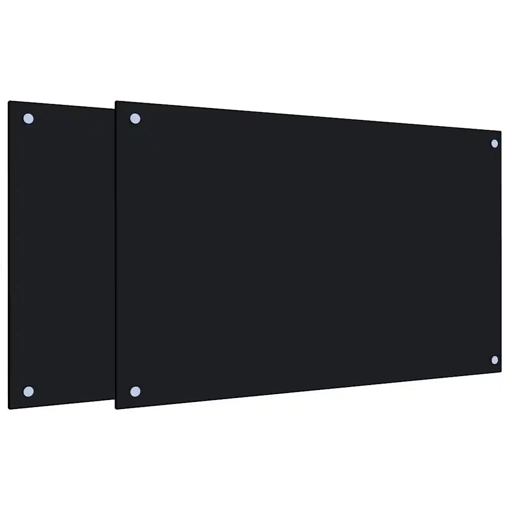 Paraschizzi per Cucina 2 pz Neri 80x50 cm in Vetro Temperato