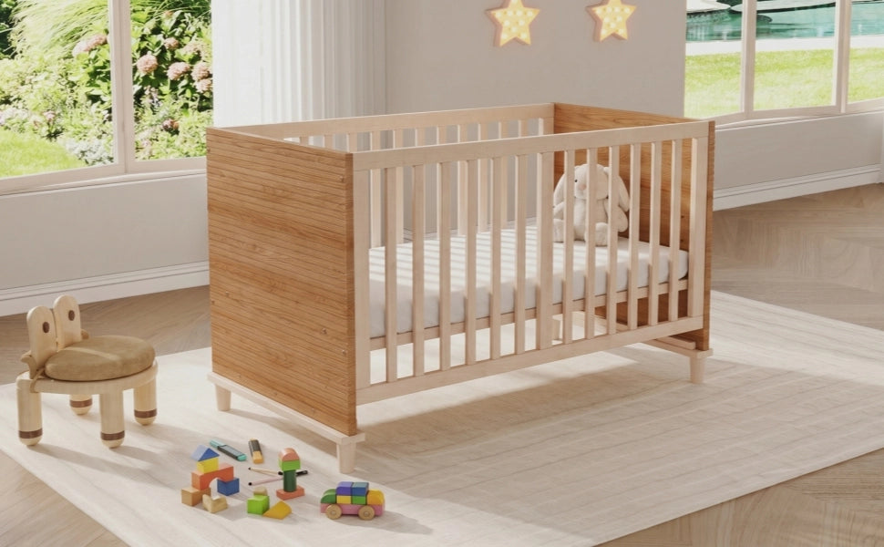 Letto per bambini 70 × 140 cm con rete regolabile in 5 altezze, senza materasso, in legno massiccio, naturale