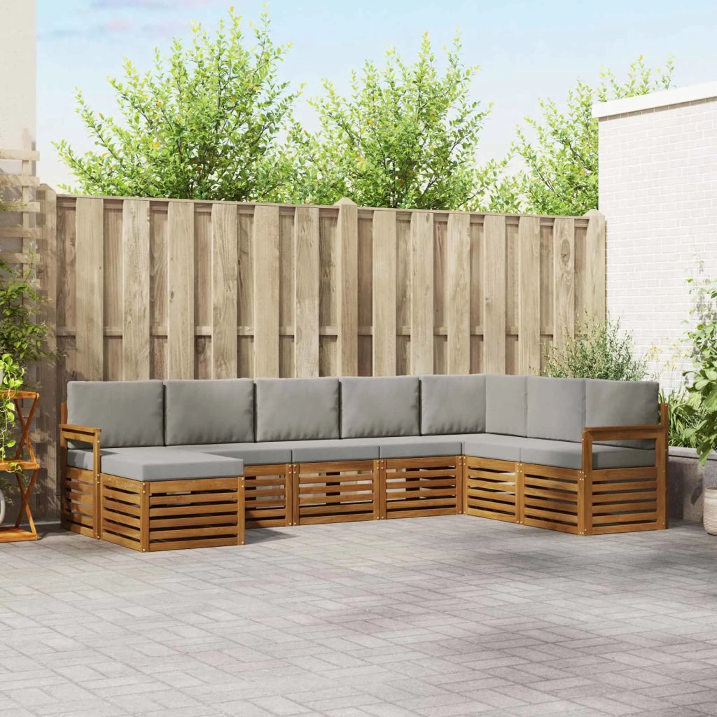 Set divano sezionale con cuscino 8 pcs Grigio Naturale e Chiaro 3375276
