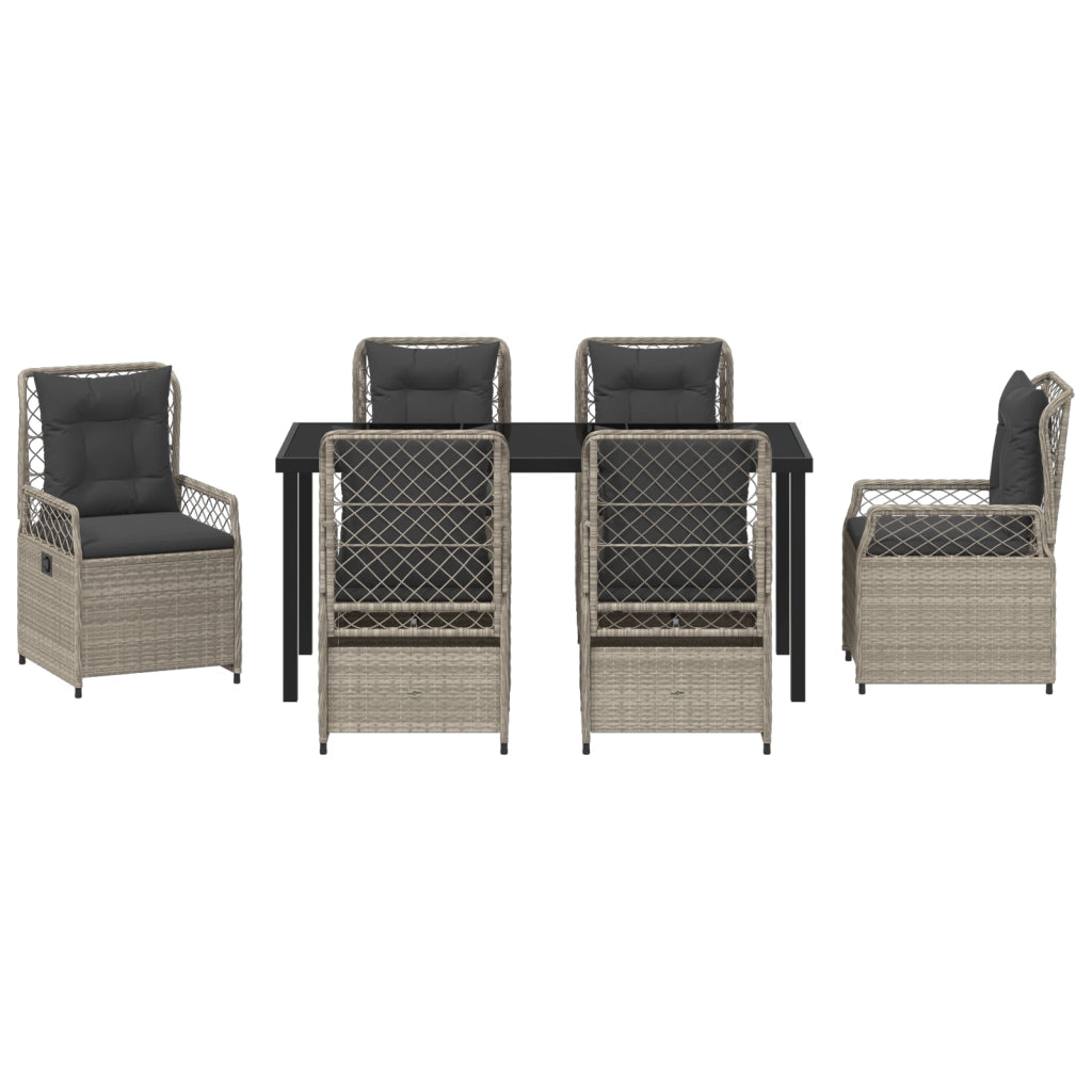 Set da pranzo da giardino 7 pezzi grigio chiaro polyrattan