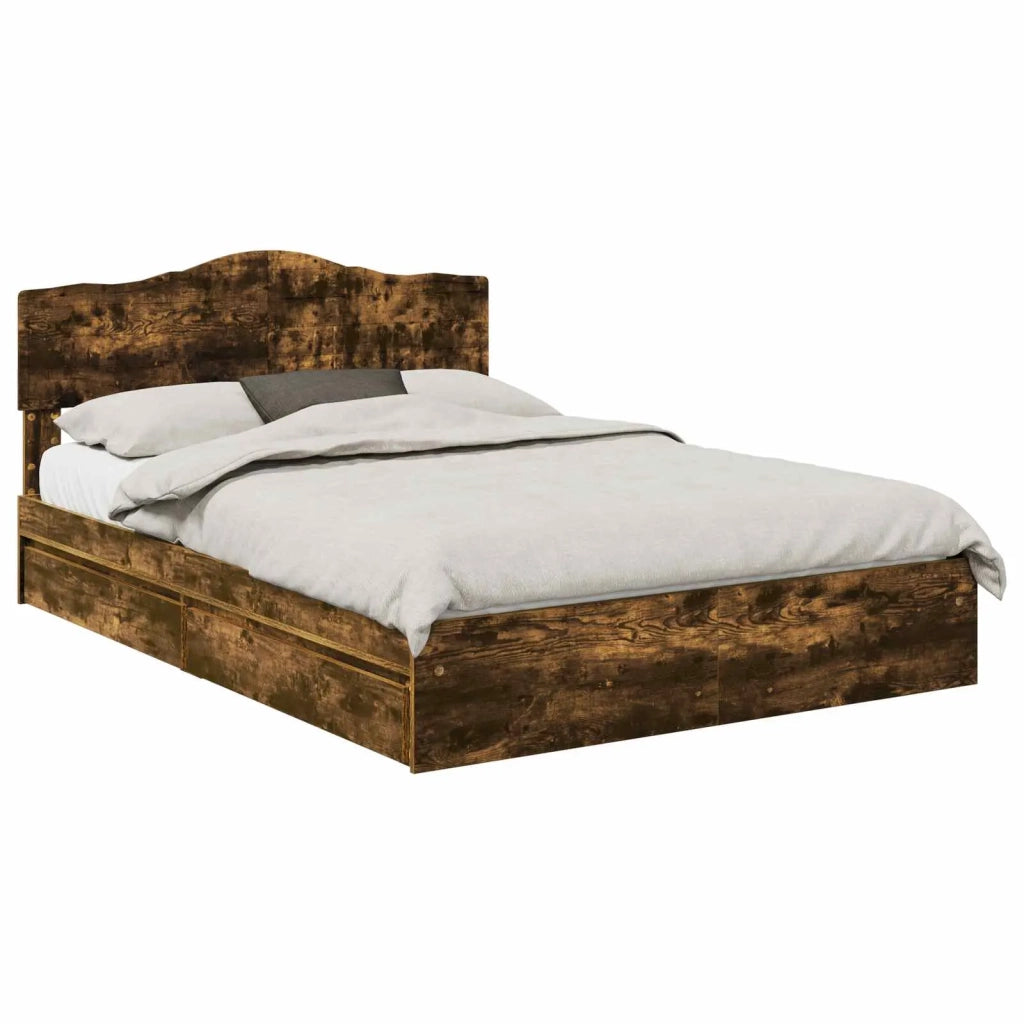 Letto con Contenitore con testiera Rovere fumé 160 x 200 cm 3413079