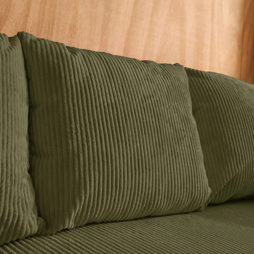 Divano letto angolare reversibile in velluto a coste, 3 posti, verde