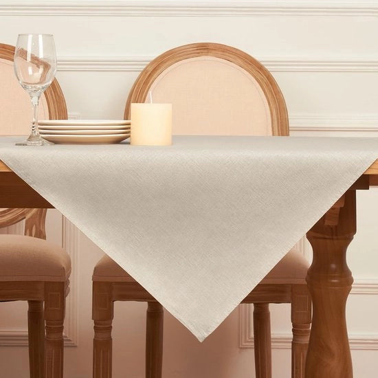 Tavolino Coprente 80x80 cm Tavolo Coprente Rettilineo realizzato con 210 GSM tessuto lino Tavolo Coprente Respingente Acqua Tavolo Coprente per piccoli tavoli da giardino Color Beige Tavolo Coprente per primavera, esterno, festa
