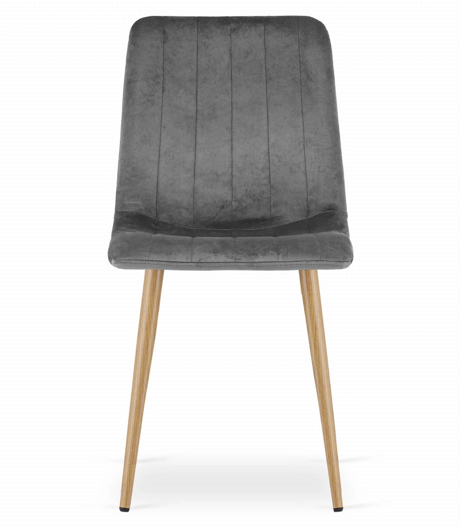 Sedia VALORA JEWA - Velluto grigio scuro con gambe in legno x 4