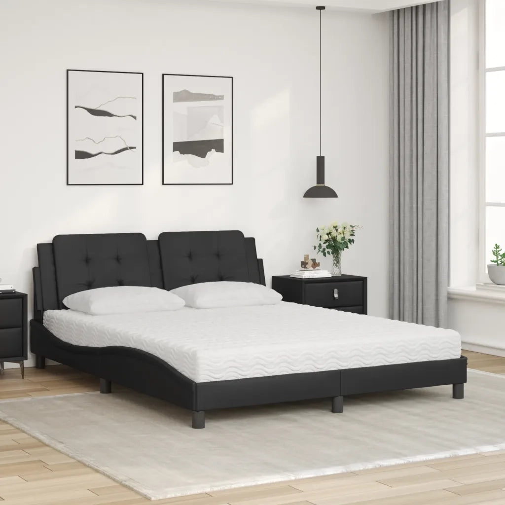 Letto con Materasso Zadar Nero 160x200 cm in Similpelle 3208873