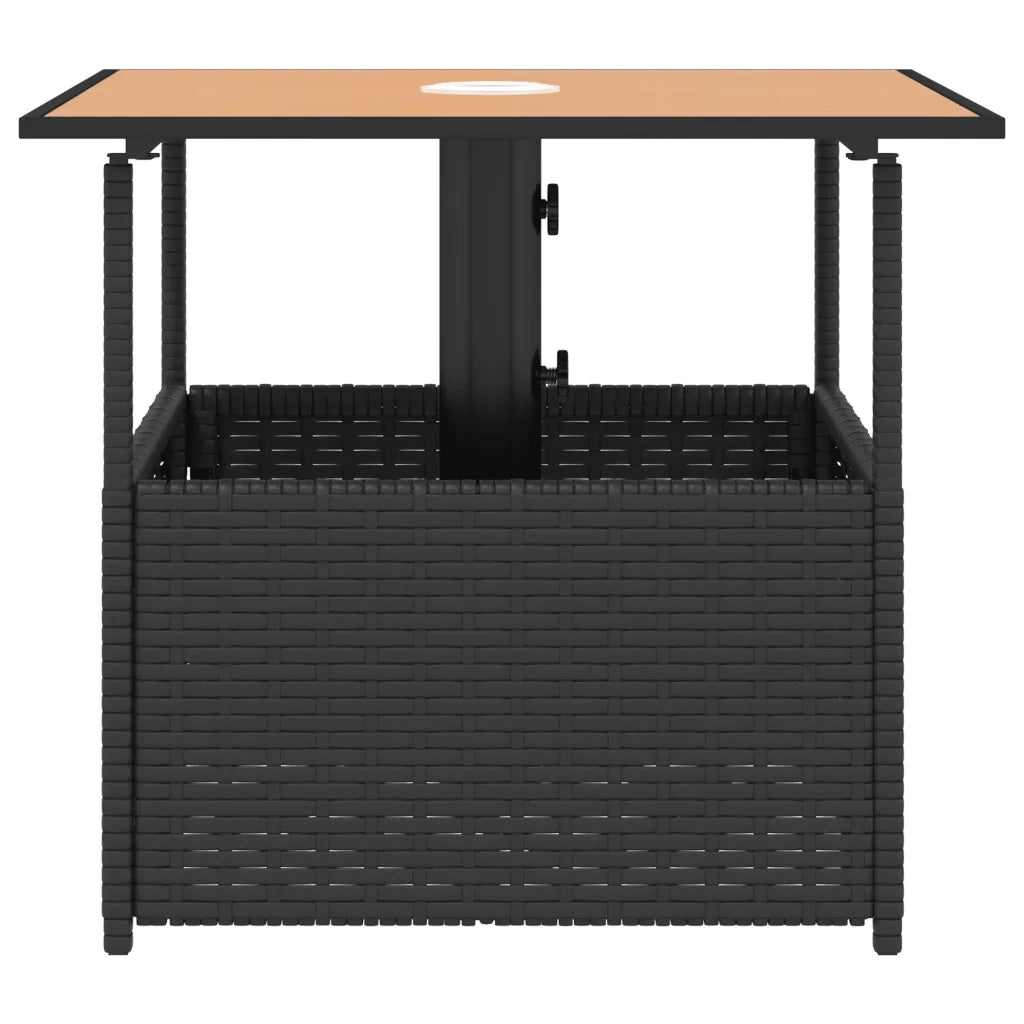 Tavolo Giardino | Tavolino da esterno Foro Ombrellone Nero 55x55x46,5 cm Polyrattan