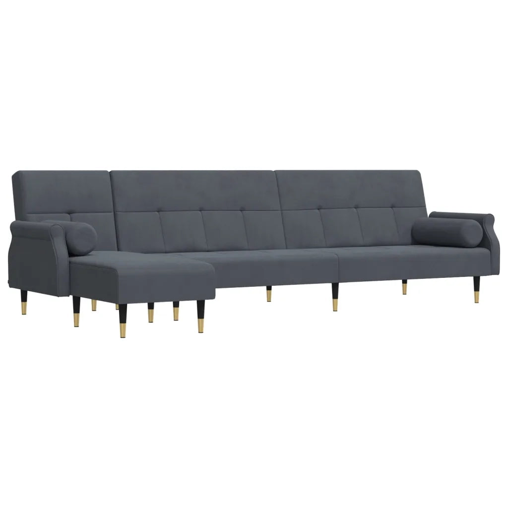 Divano Letto a L Grigio Scuro 271x140x70 cm in Velluto 3157222