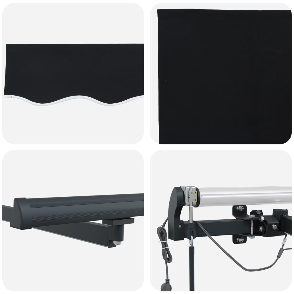 Tenda Retrattile Automatica  con LED Nera 350x250 cm