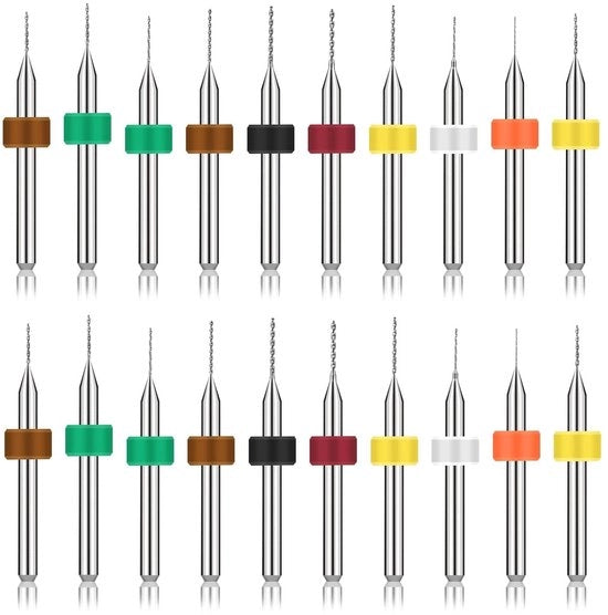 Set di microbori a spirale per PCB da 20 pezzi, diametri 03 mm - 12 mm, in acciaio inossidabile, mini-boor e graveerboor per stampanti.