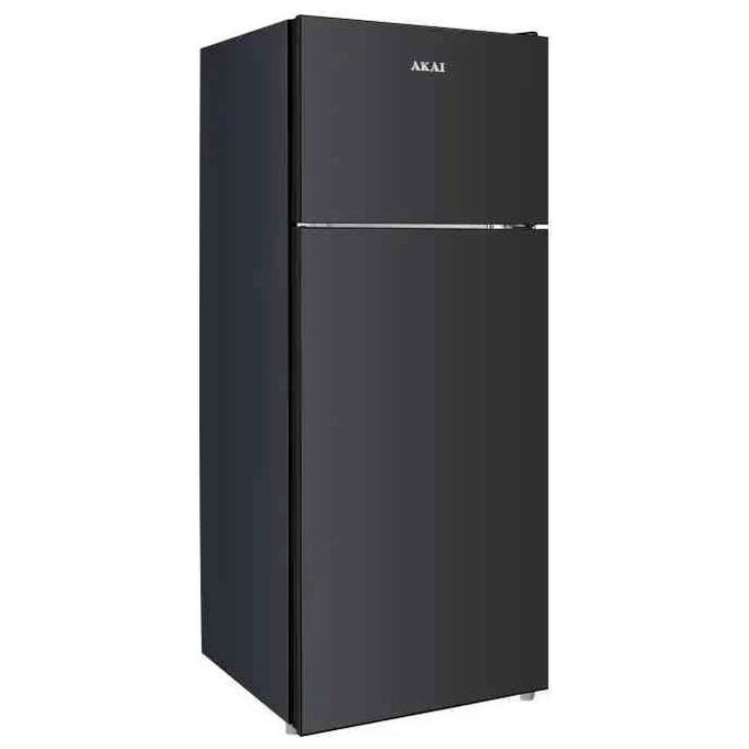 Akai frigorifero doppia porta GLASS242KBL, 208 litri, nero, raffreddamento statico, classe F, libera installazione