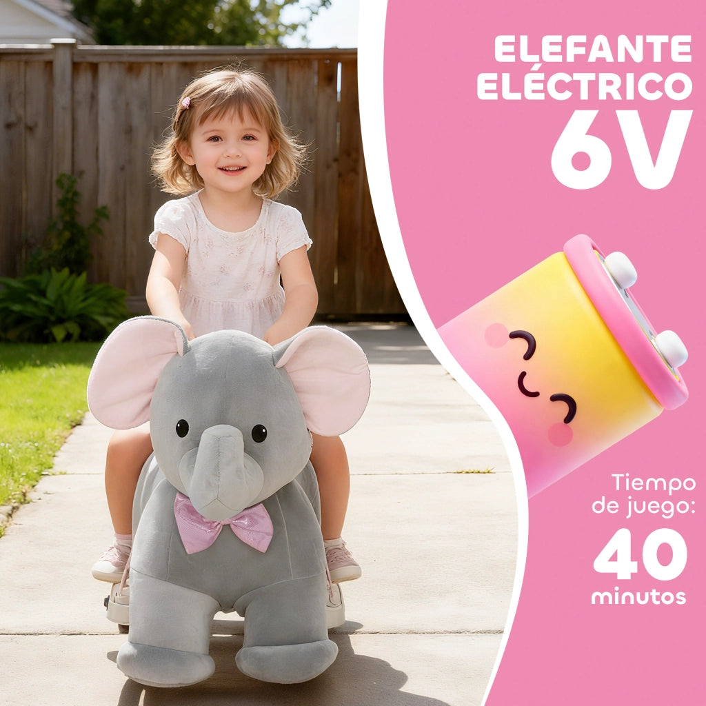 Elefante Giocattolo con Musica e Luci ¨C zephmum ¨C Grigio 6V
