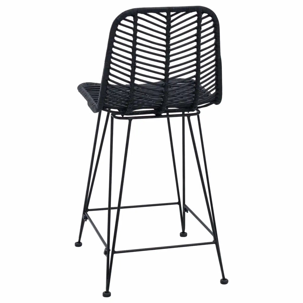 Sedia da Bar 2 pcs Nero 44,5 x 54,5 x 97,5 cm Rattan e Ferro 42011548