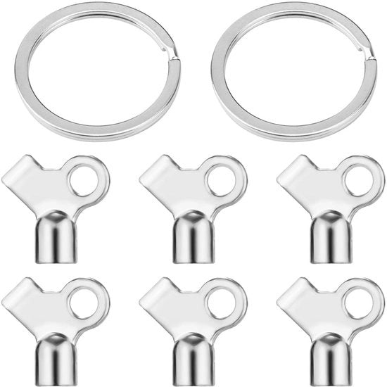 Sistema di accesso per radiatori - 6 Stuks chiavi - 2 hanger chiavi - Zinklegering - Dimensioni compatte 2,2 x 0,85 cm - Ideale per radiatori domestici
