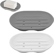 Due pezzi di cassetta di sapone in silicone antiscivolo - contenitore di sapone per doccia flessibile e portatile con progetto auto-drainante per bagno e cucina - facile da pulire
