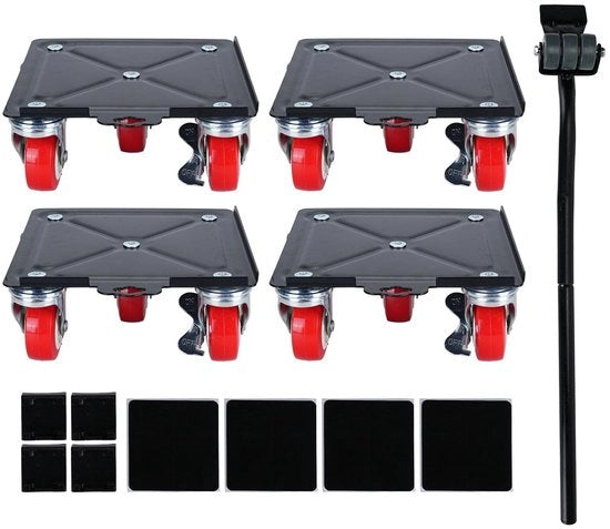 Set di trasporto mobili con ruote - 3000 kg di capacità di sollevamento - Kit di sollevamento mobili - Kit di trasporto mobili con ruote - Pala di sollevamento - Gomme antiscivolo - Acciaio inossidabile - Set di trasporto mobili con ruote