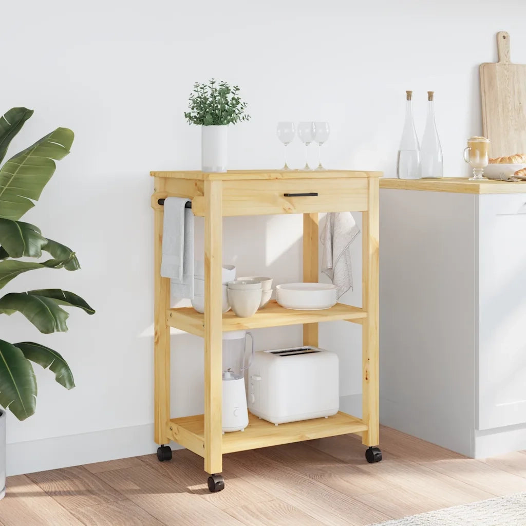 Carrello da Cucina MONZA 60x40x88,5 cm in Legno Massello di Pino 376094