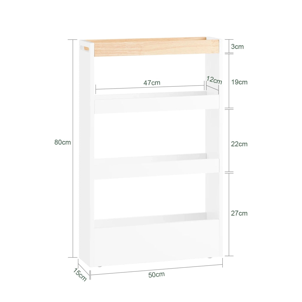 SoBuy Carrellino Salvaspazio Cucina o Bagno Scaffale per nicchia con 4 ripiani Bianco L50*P15*A80 NSR12-W