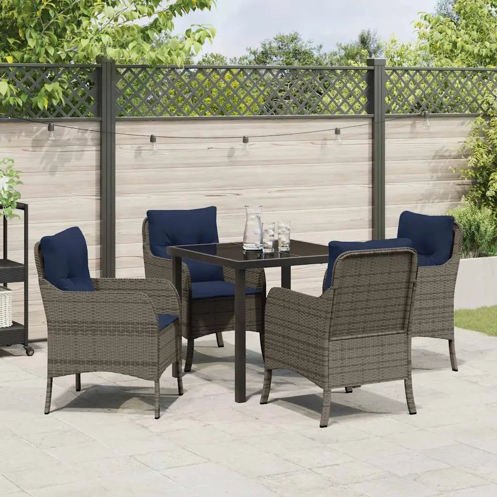 Set da Pranzo per Giardino con cuscino 5 pcs Grigio polyrattan 3380191