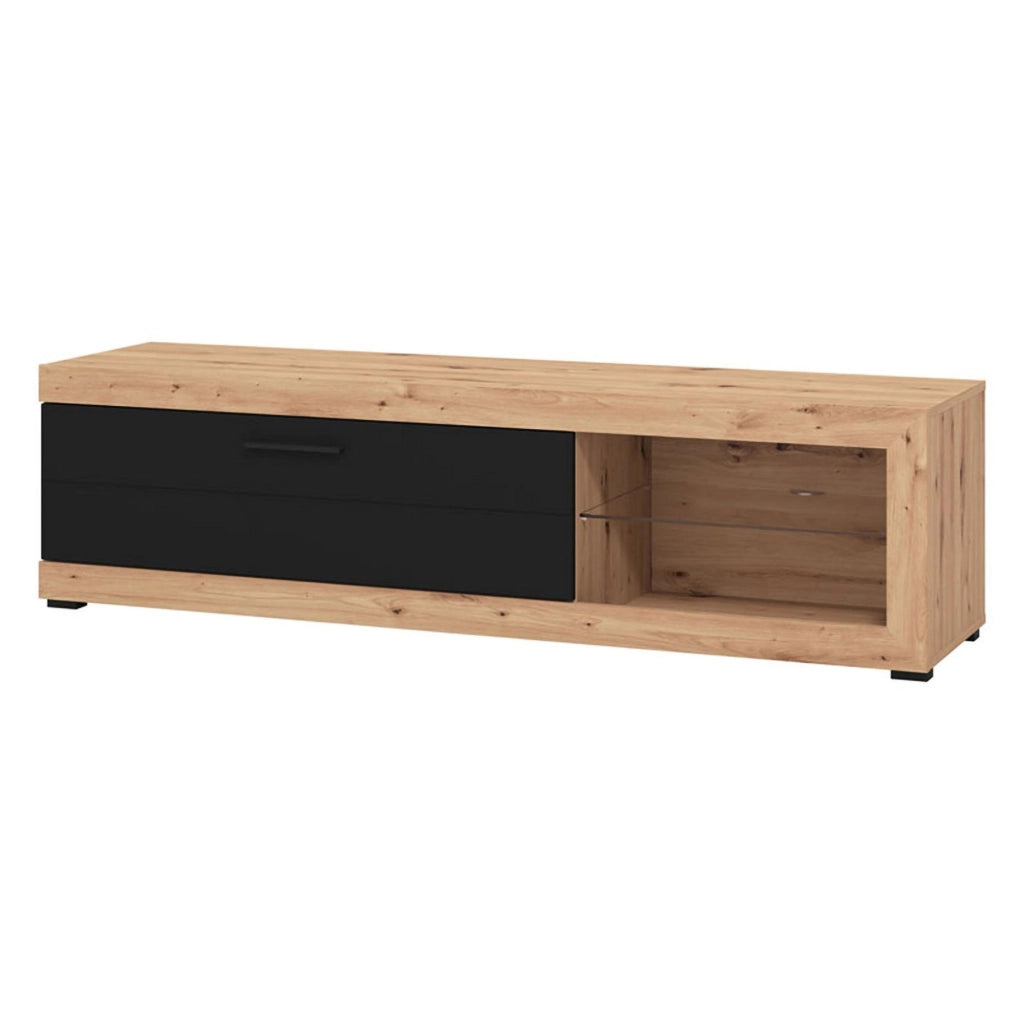 Pompu, Mobile Porta tv 2 Ripiani, 162x41.5x43.5h cm Nero