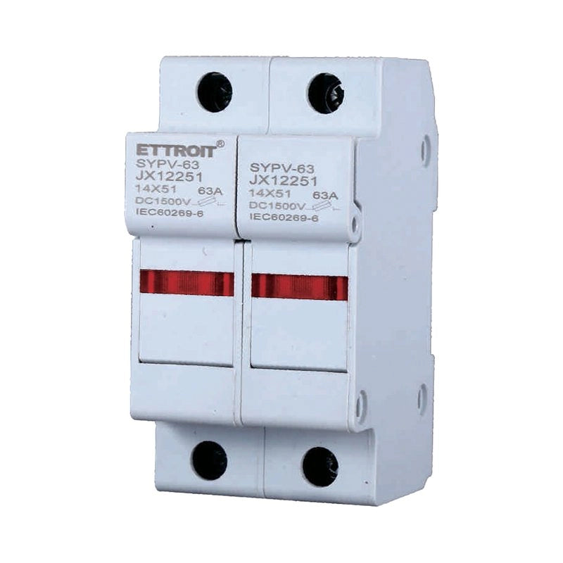 Portafusibile Modulare DC Fotovoltaico 2P 2M D14X51mm 63A DC 1000V IP20 IEC60269-6