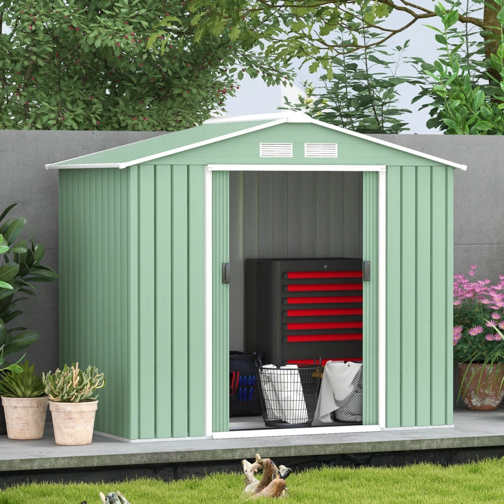 CASA DA GIARDINO con porte scorrevoli 213x130x185 cm Acciaio Verde