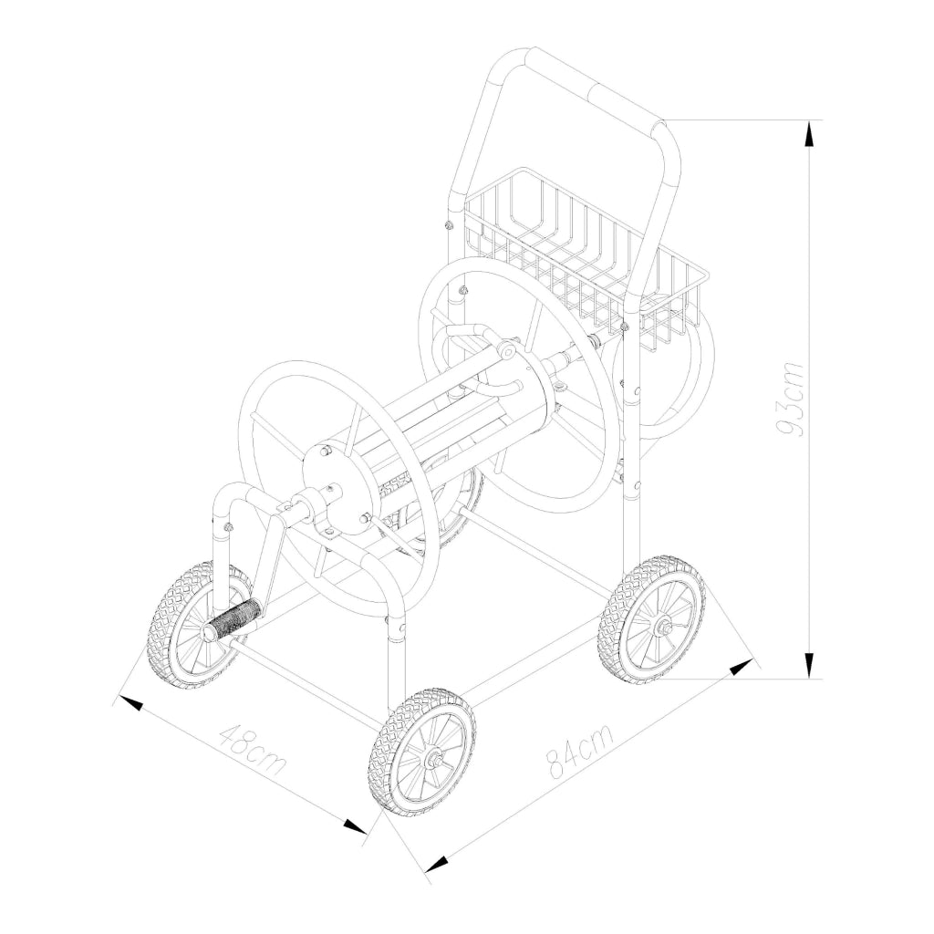 Carrello Avvolgitubo Gelibolu in Acciaio 84 x 48 x 93 cm pro.tec