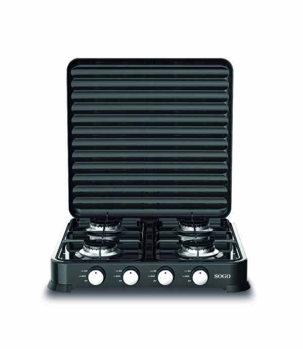 Piano Cottura a Gas 4 Fuochi 4 x 103 mm  Nero
