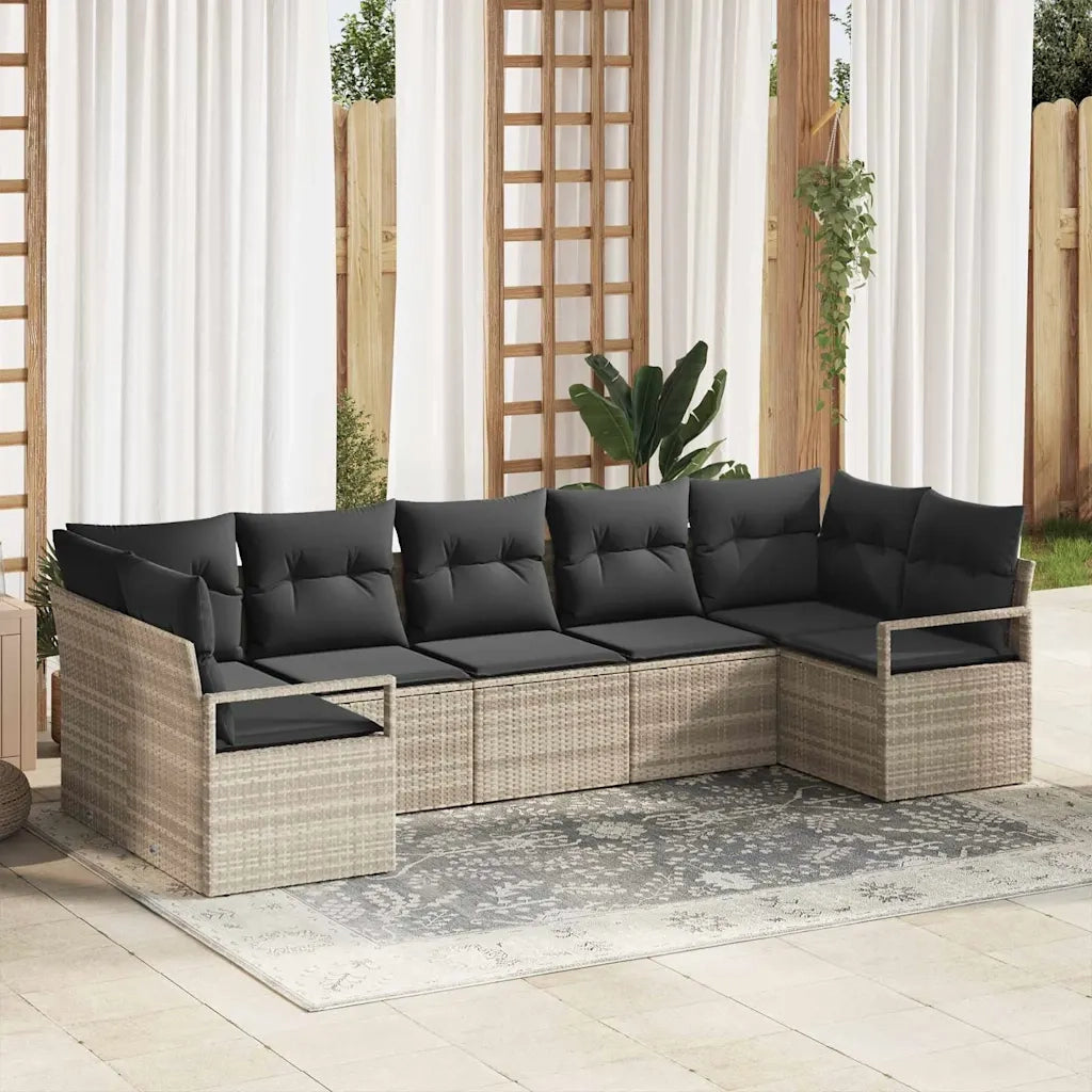 Set Divano da Giardino 7 pcs Grigio chiaro polyrattan 3355201