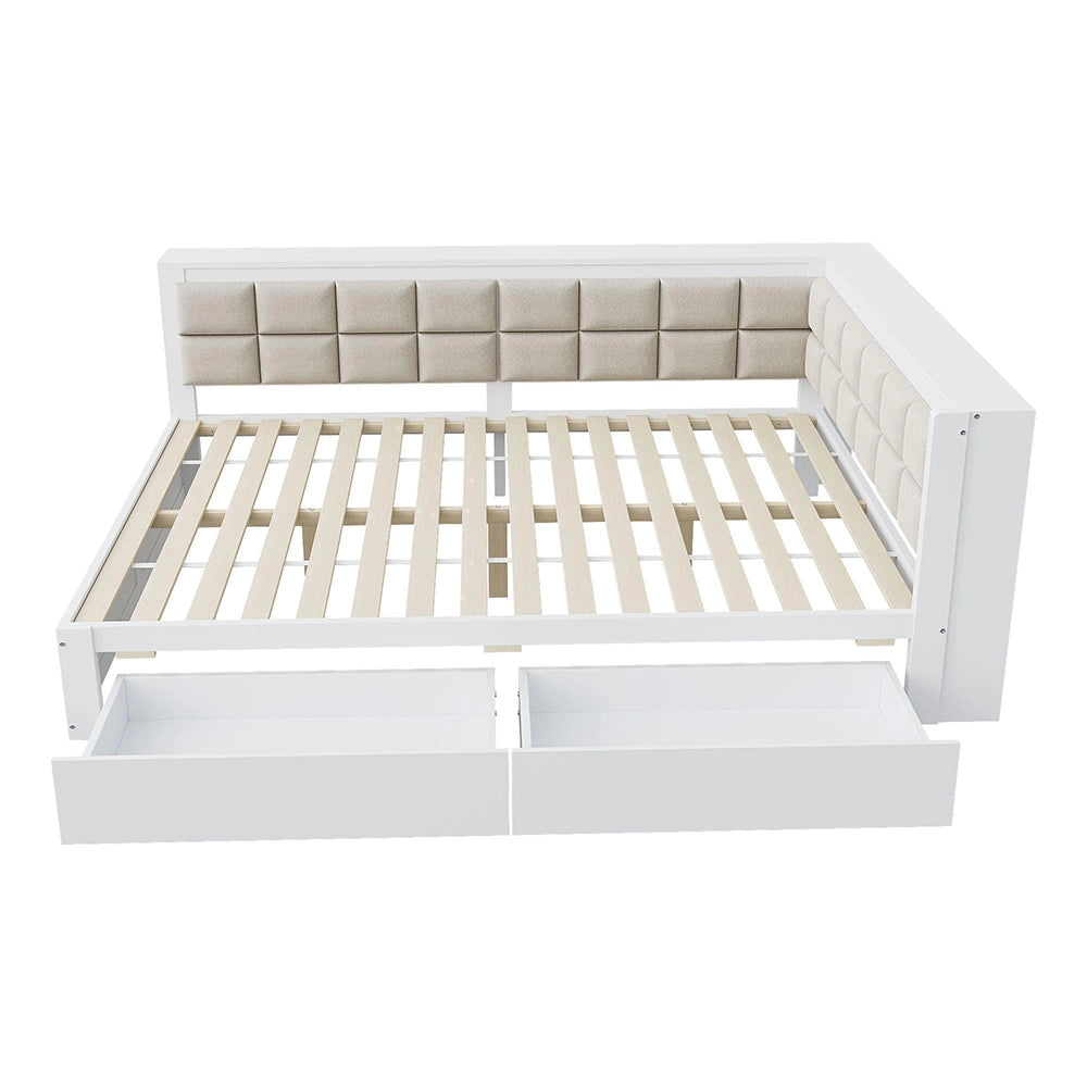 Divano letto legno 140x200cm?- Xylo - pino cassetto bianco