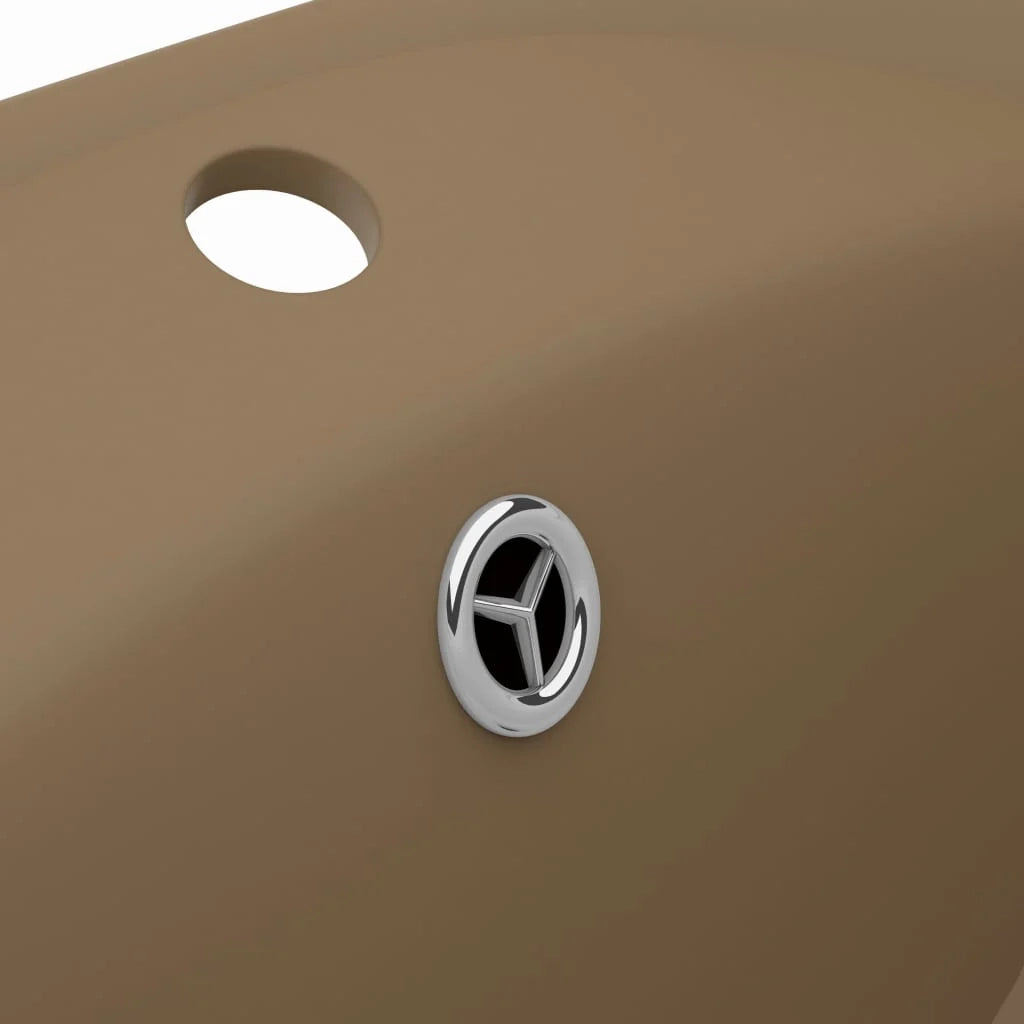 Lavabo ovale di lusso con troppopieno lavabo da appoggio lavabo da bagno vano per cosmetici 58,5 x 39 cm ceramica crema opaca 02_0002683