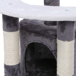 Albero tiragraffi 67 cm grigio/bianco Con sisal, piattaforma, nicchia e pallina