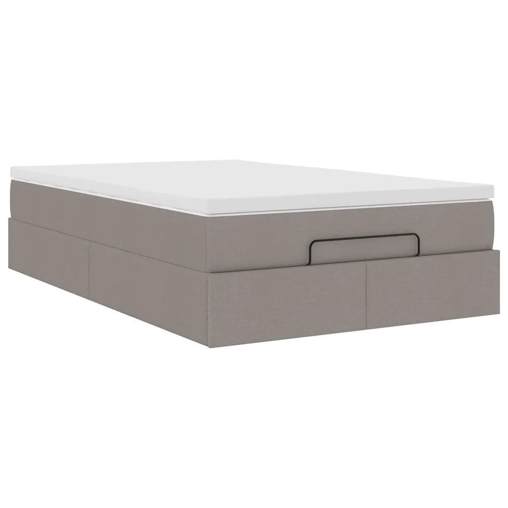 Struttura Letto Pouf con Materasso Tortora 120x190 cm Tessuto 3311096