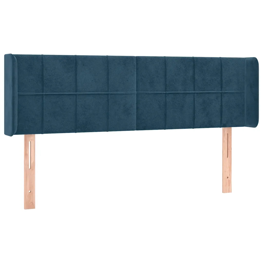 Testiera ad Orecchio-Testata con Orecchie Blu Scuro 147x16x78/88 cm in Velluto 115079