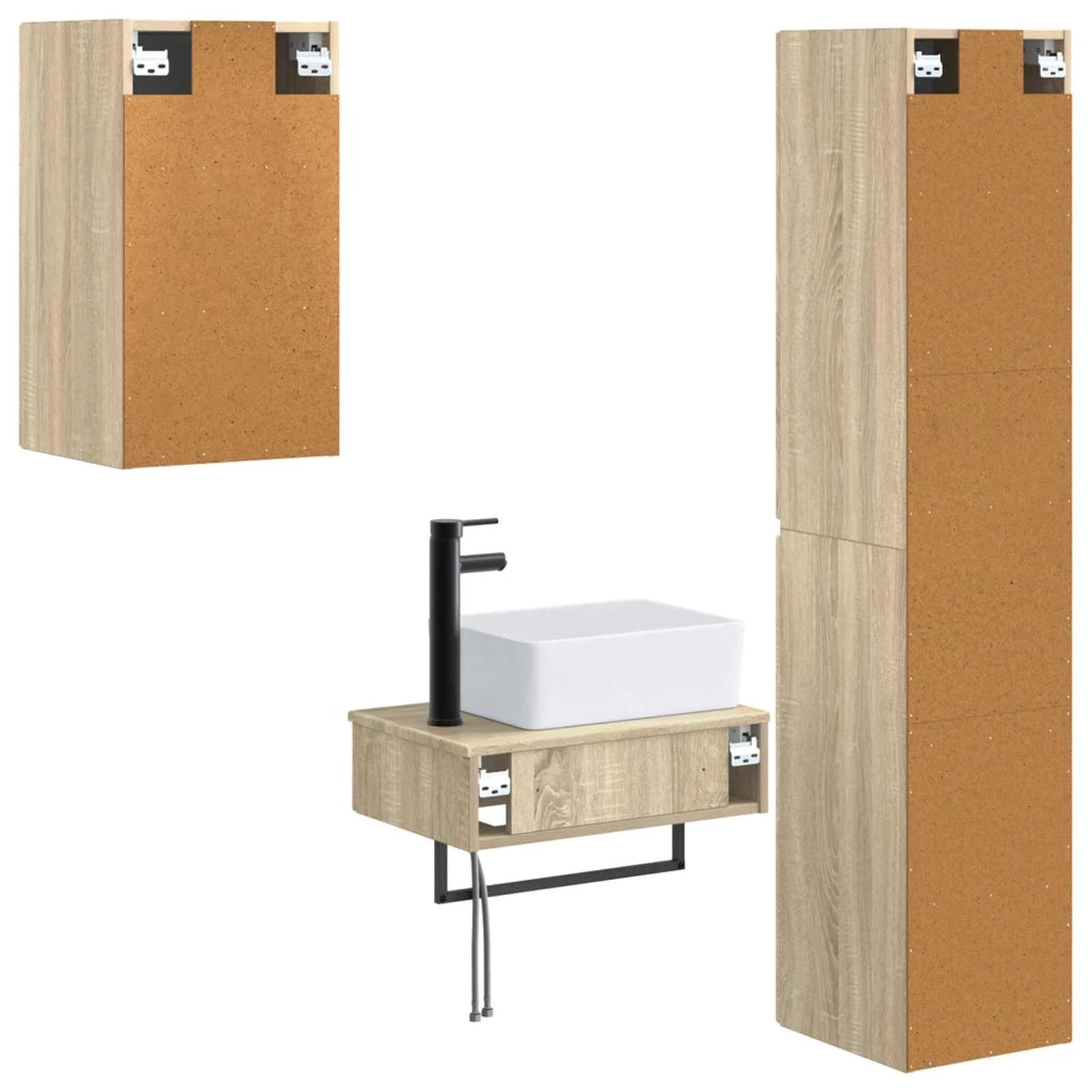 Set di mobili per il bagno 3 pz Rovere Sonoma 3406055