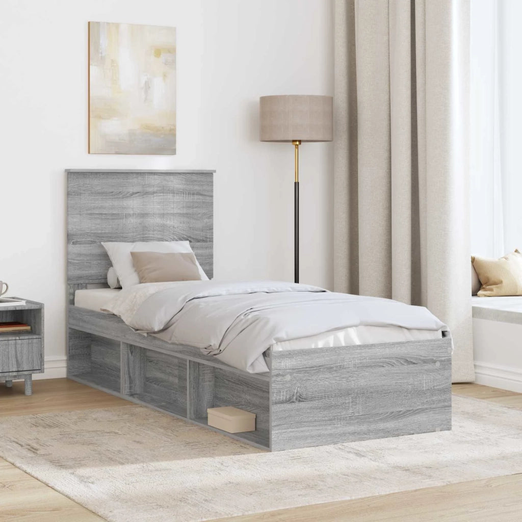 Struttura del letto Grigio Sonoma 75 x 190 cm Pino massello